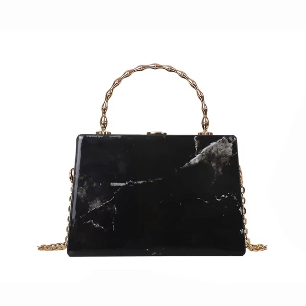 Chic Marble Box Handbag with Chain