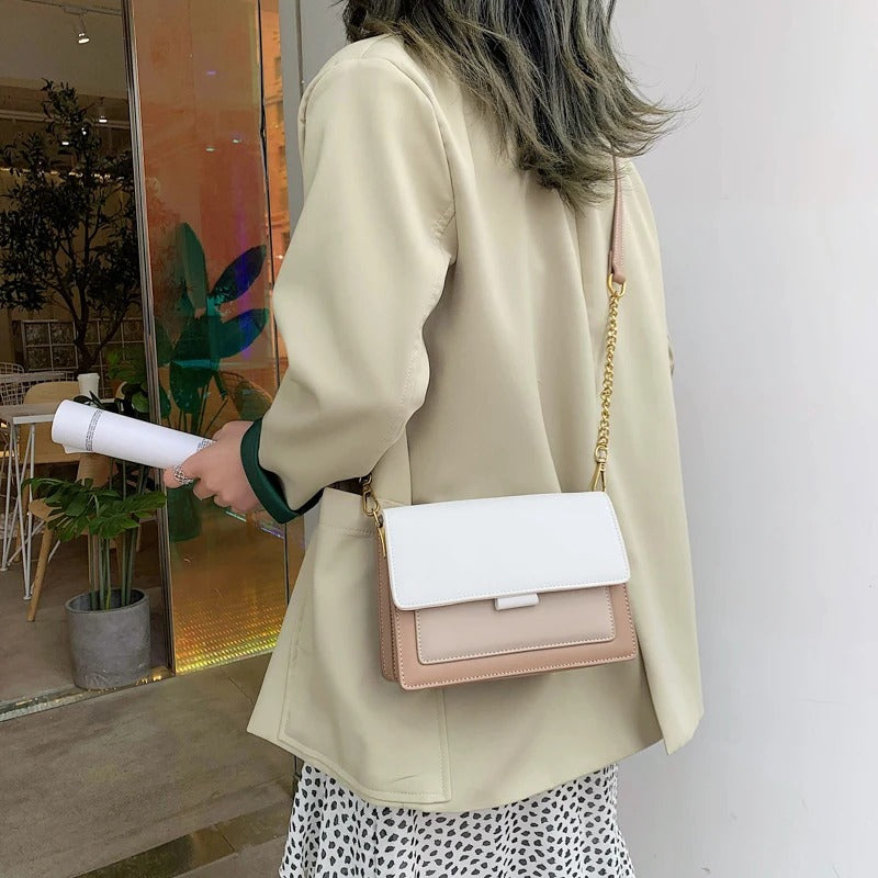 Sac Bandoulière Contraste en Cuir