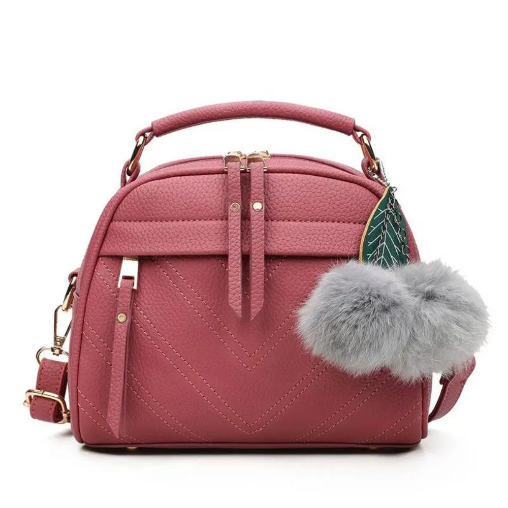 Shoulder Bag with Ball Fur