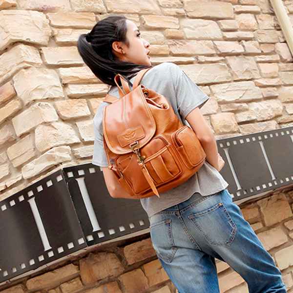 Women s Vintage Leather Backpack Day Bag