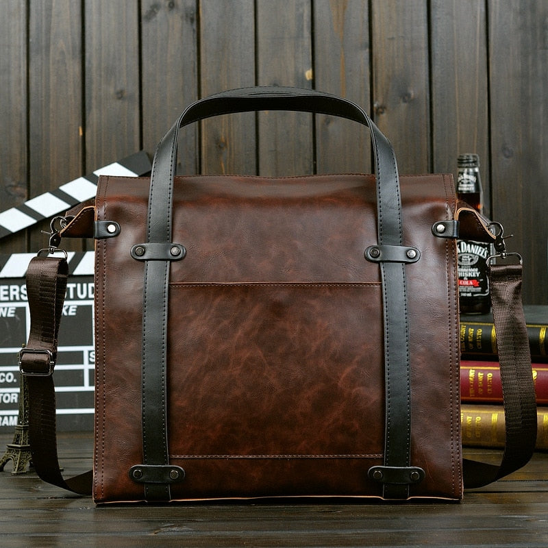 Retro Leather Pouch Briefcase