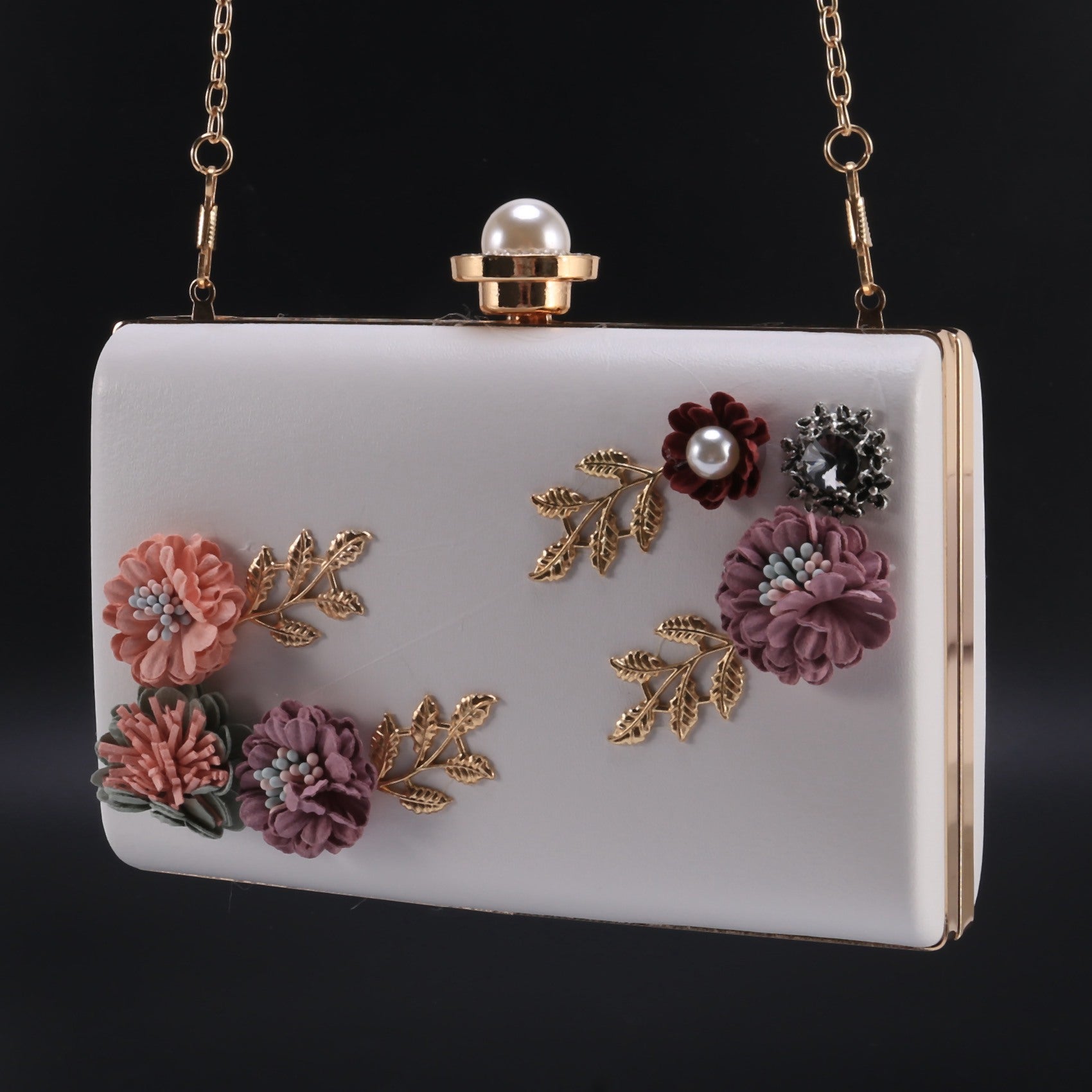 Floral Evening Purse with Chain