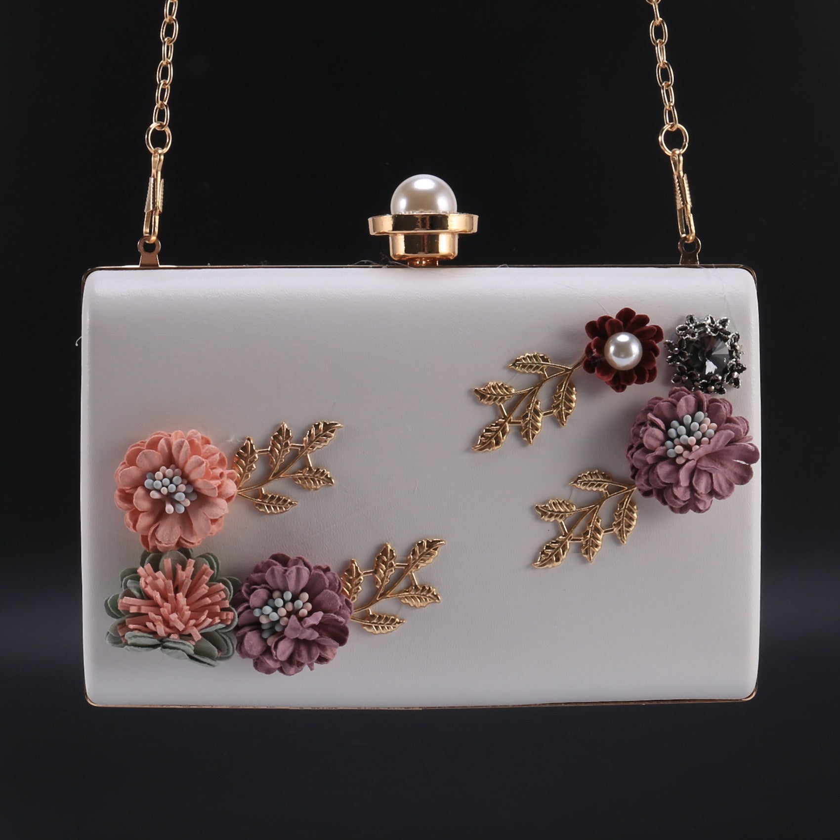 Floral Evening Purse with Chain