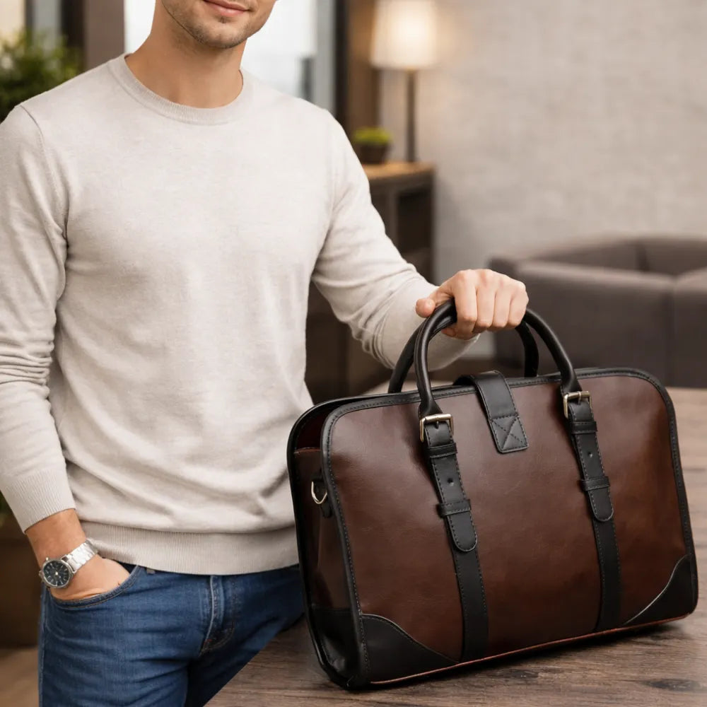 Leather Briefcase for Casual Travel 