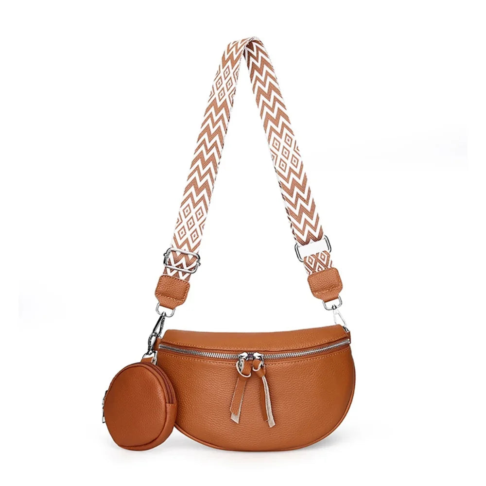 Waist Bag with Crocodile Patterned Chain