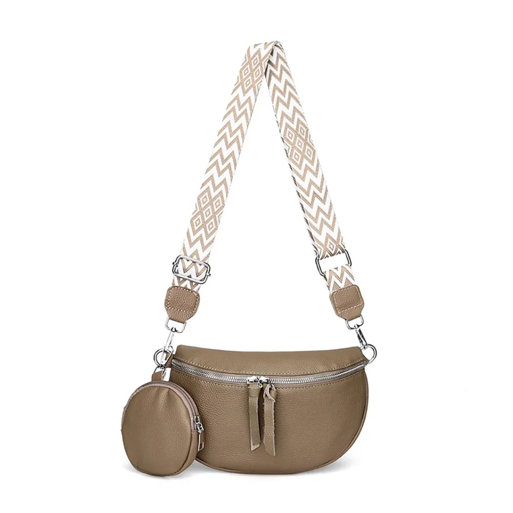 Waist Bag with Crocodile Patterned Chain