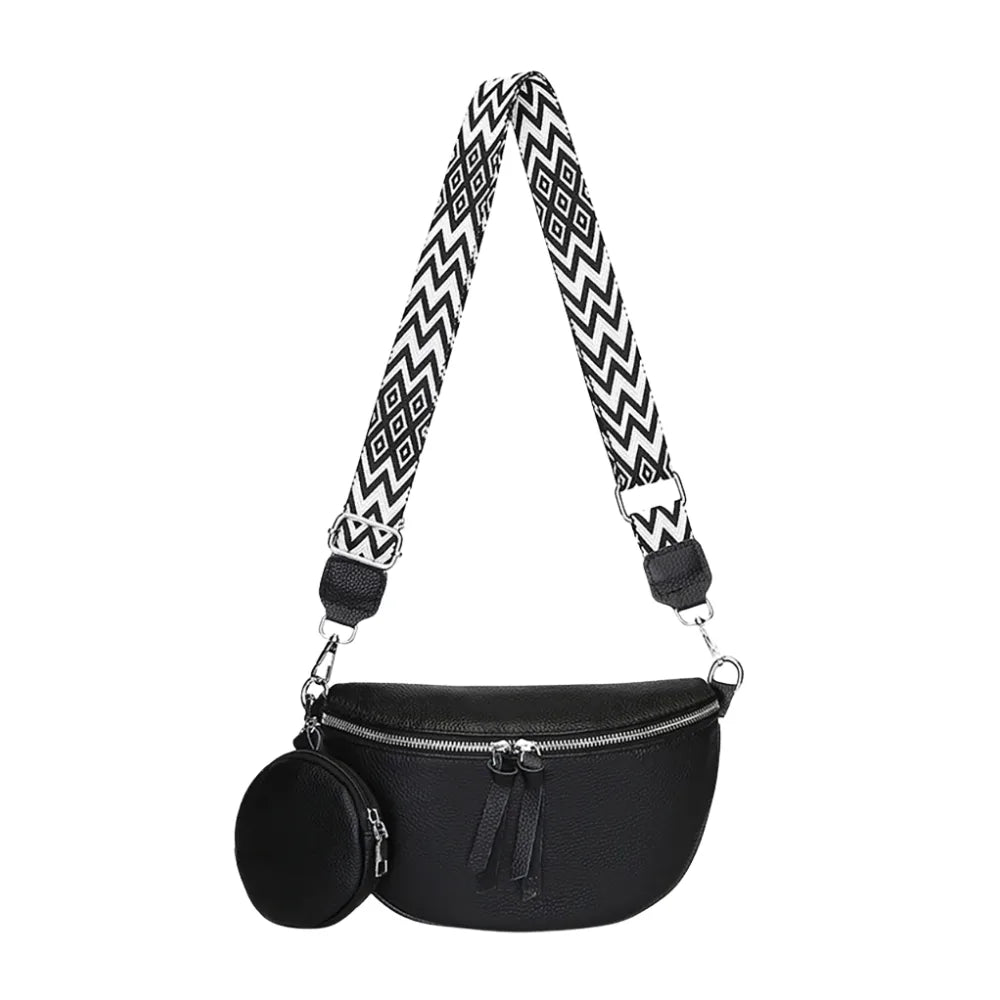 Waist Bag with Crocodile Patterned Chain
