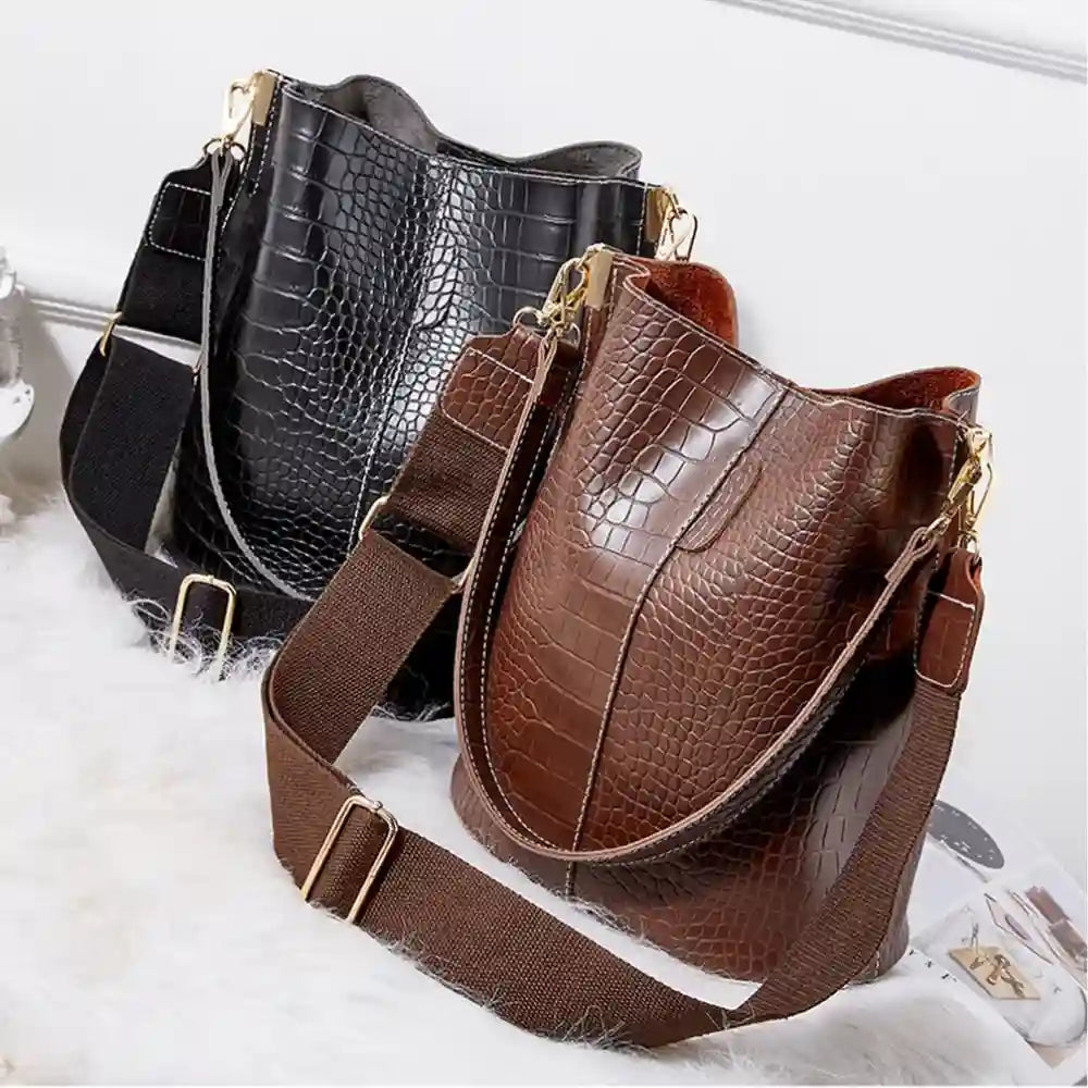 Embossed Crocodile Shoulder Bag