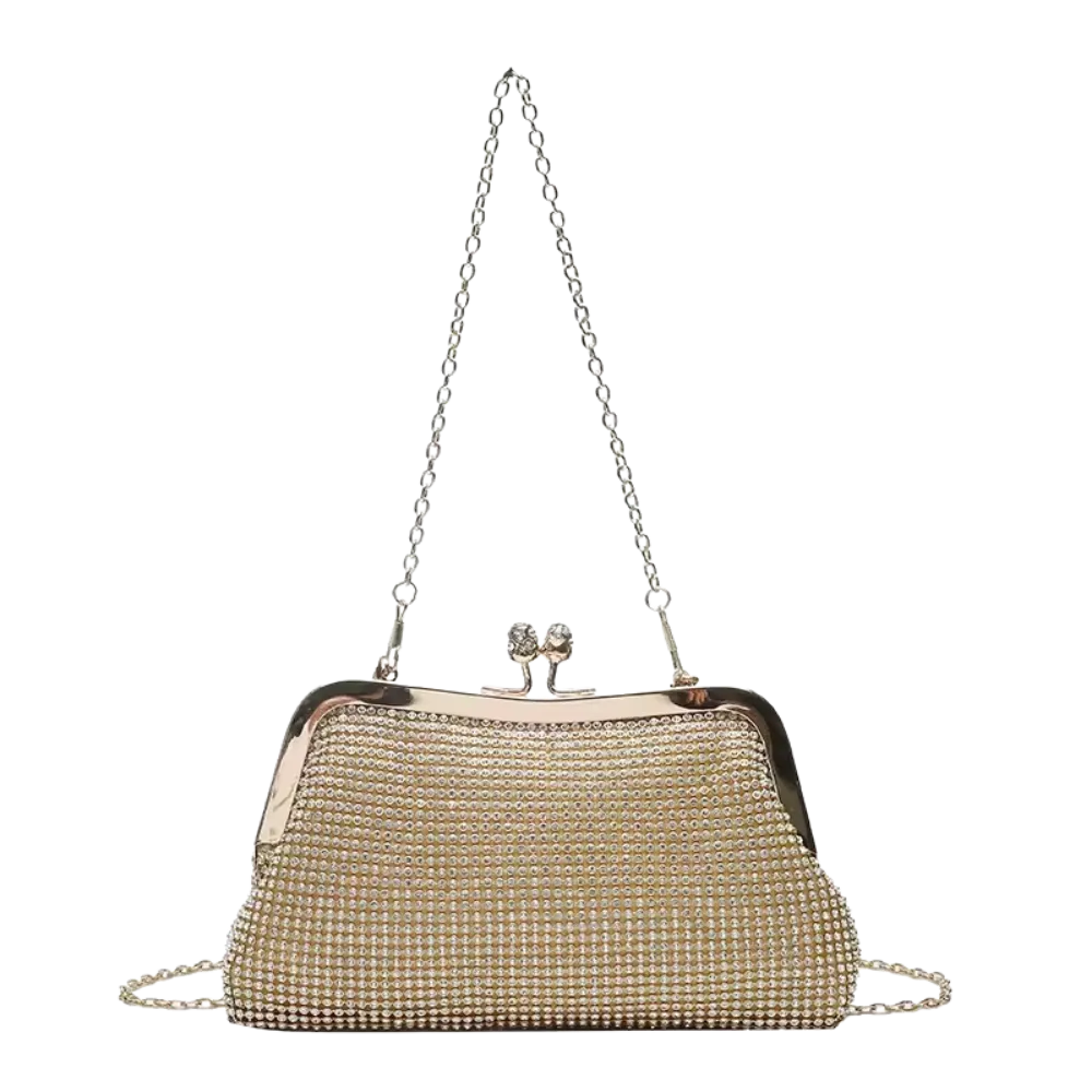 Evening Chic Rhinestone Handbag with Chain